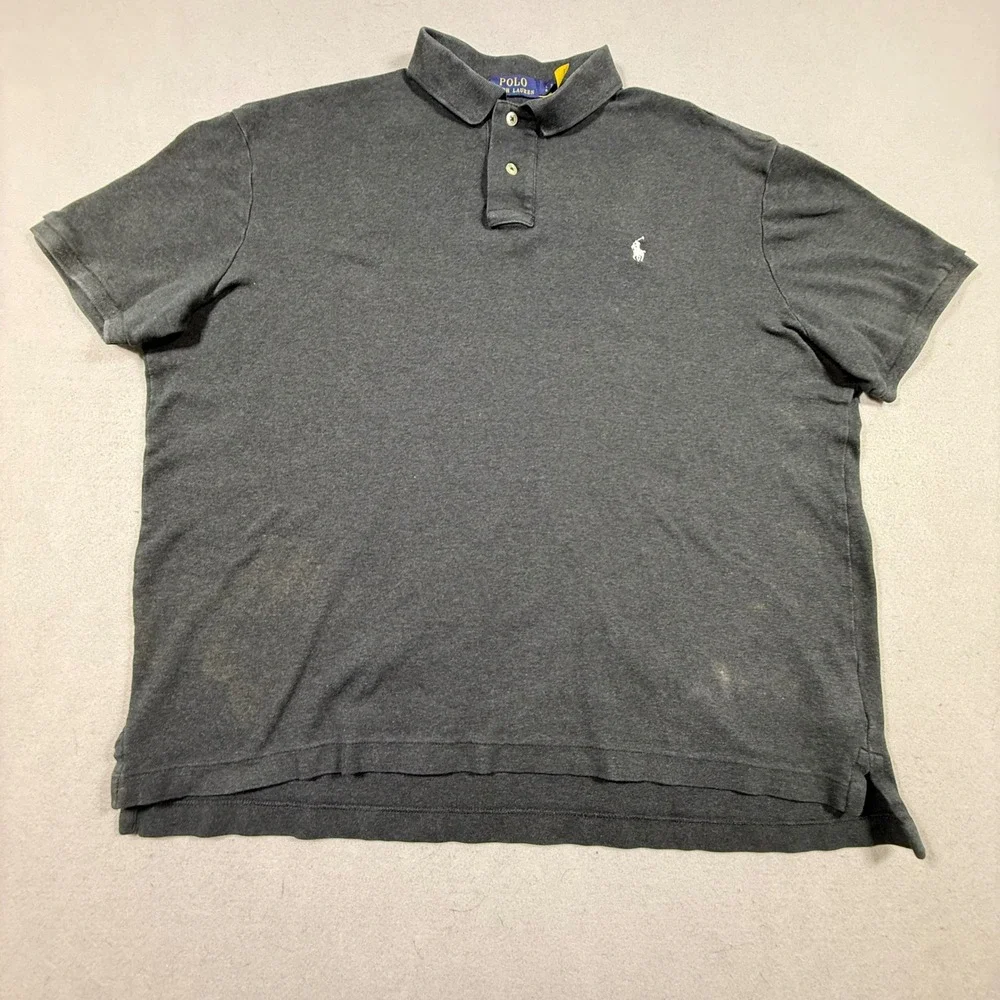 Polo Ralph Lauren Mens Charcoal Gray Short Sleeve Pony‎ Logo Polo Shirt Size L